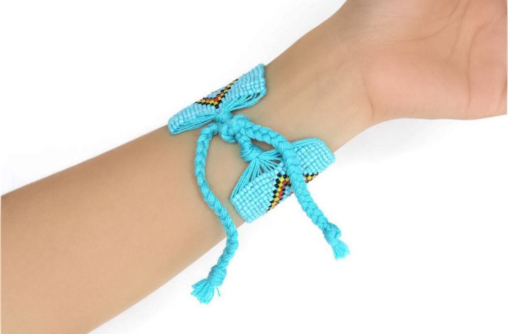 aqua cuff tie bracelet
