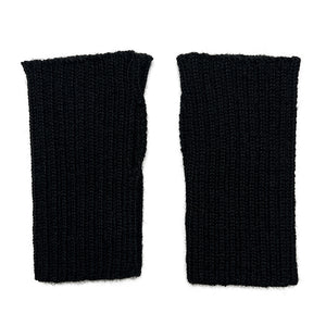 black ribbed alpaca gloves