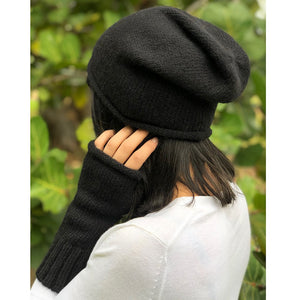 black knit hat and gloves