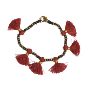 Black red tassel bracelet