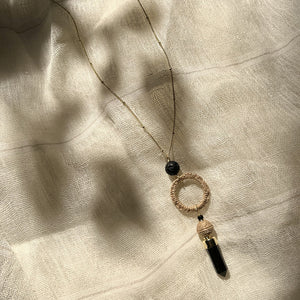crystal jute necklace