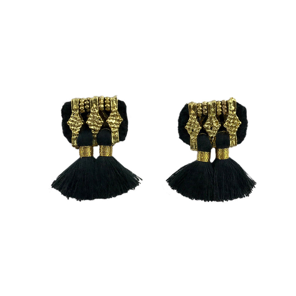 Black Tassel Fair Trade Earrings 