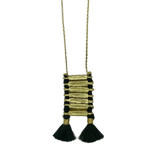 Gold Black Tassel Necklace