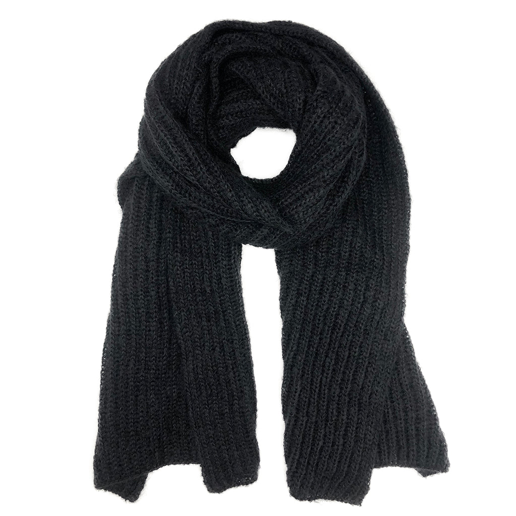 Cashmere Scarf Knitted Black Cashmere Scarf Black Long Knit 