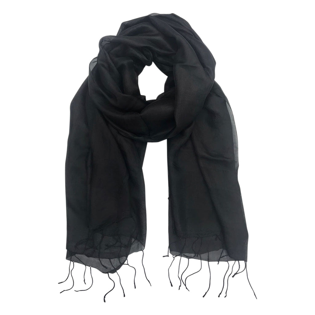 Black Silk Handmade Scarf