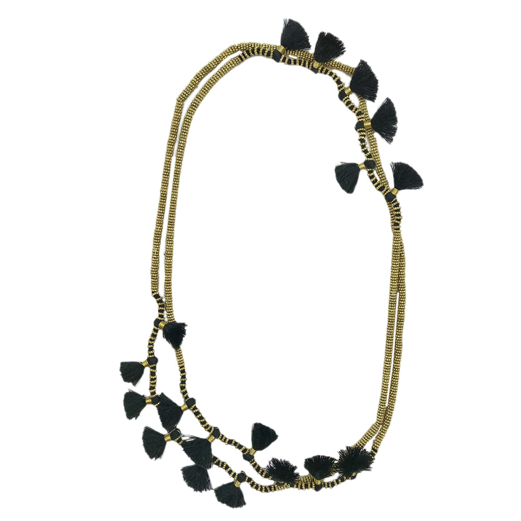 Handmade black tassel necklace