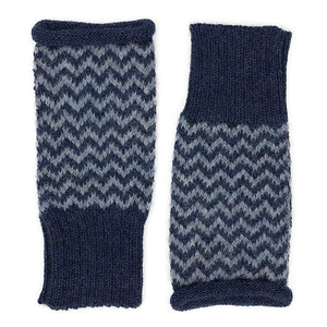 blue chevron fingerless gloves