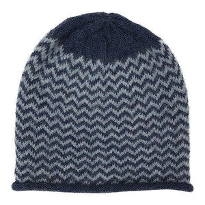 blue chevron knit hat beanie