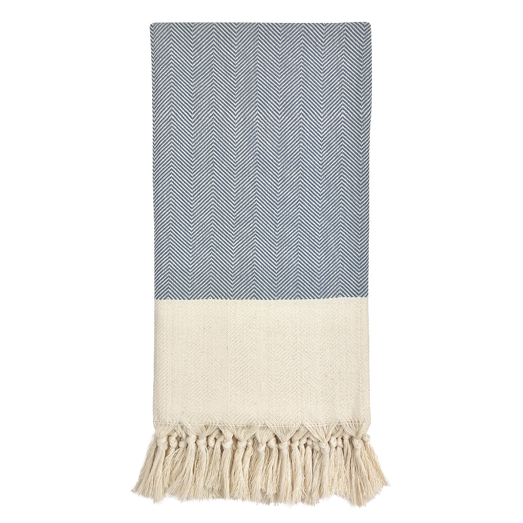 blue herringbone towel