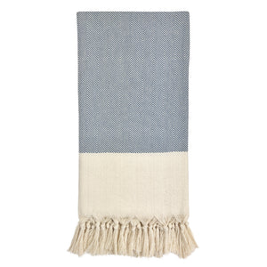 blue herringbone towel
