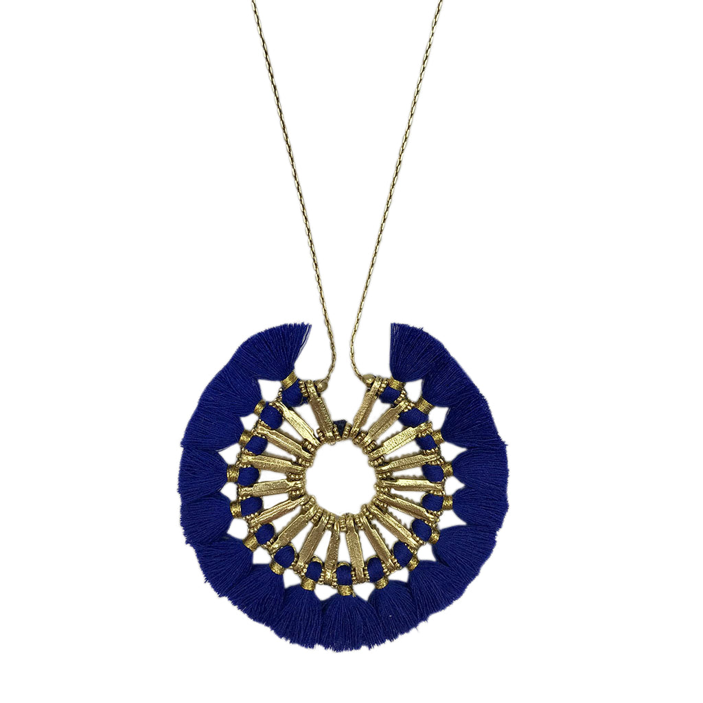 Blue tassel necklace