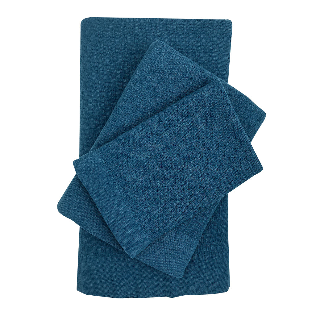 Shop Herringbone Black & Blue Turkish Towel