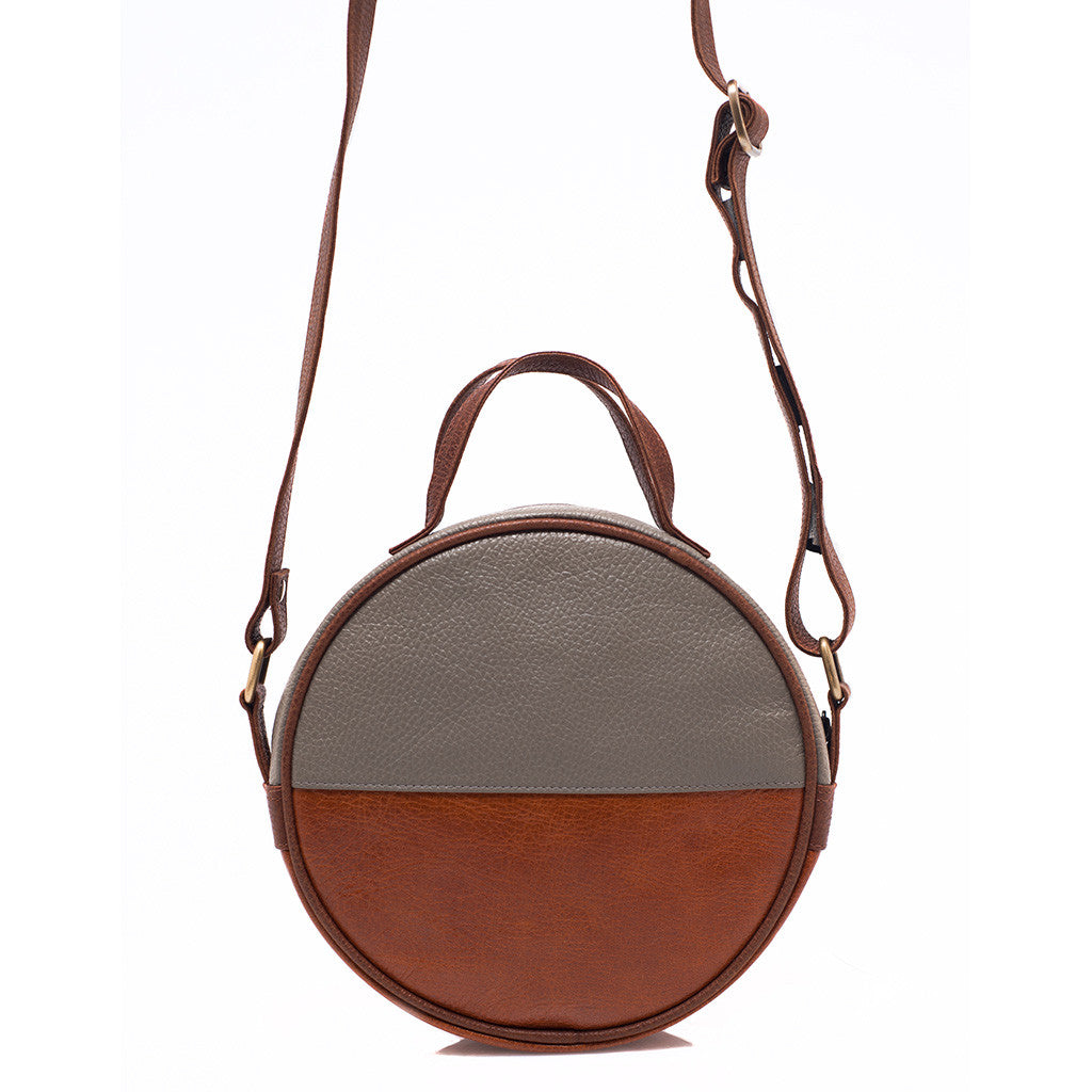 brown leather moon bag