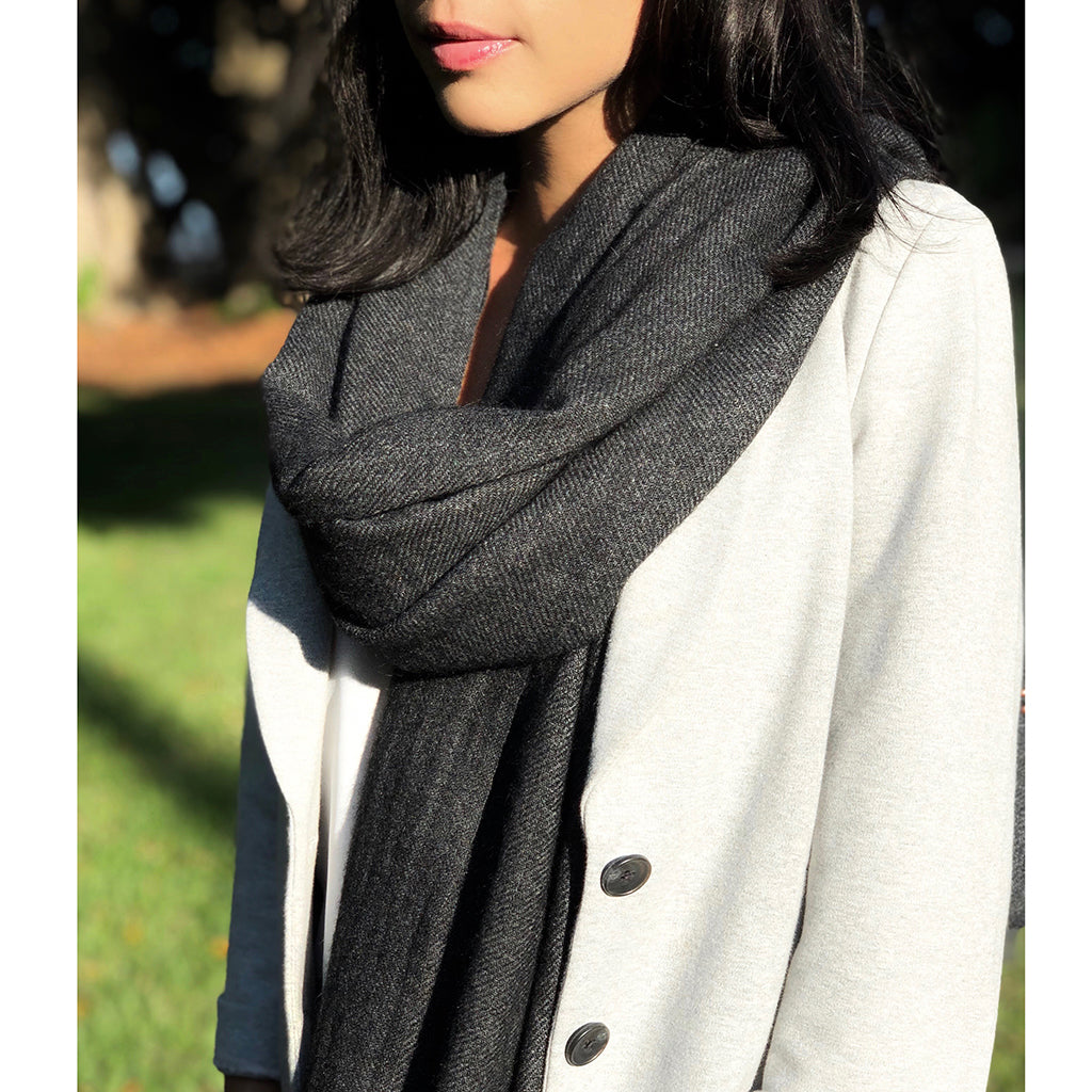 charcoal cashmere wrap scarf