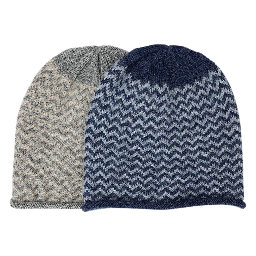 chevron alpaca beanies