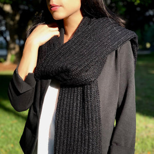 black knit alpaca scarf