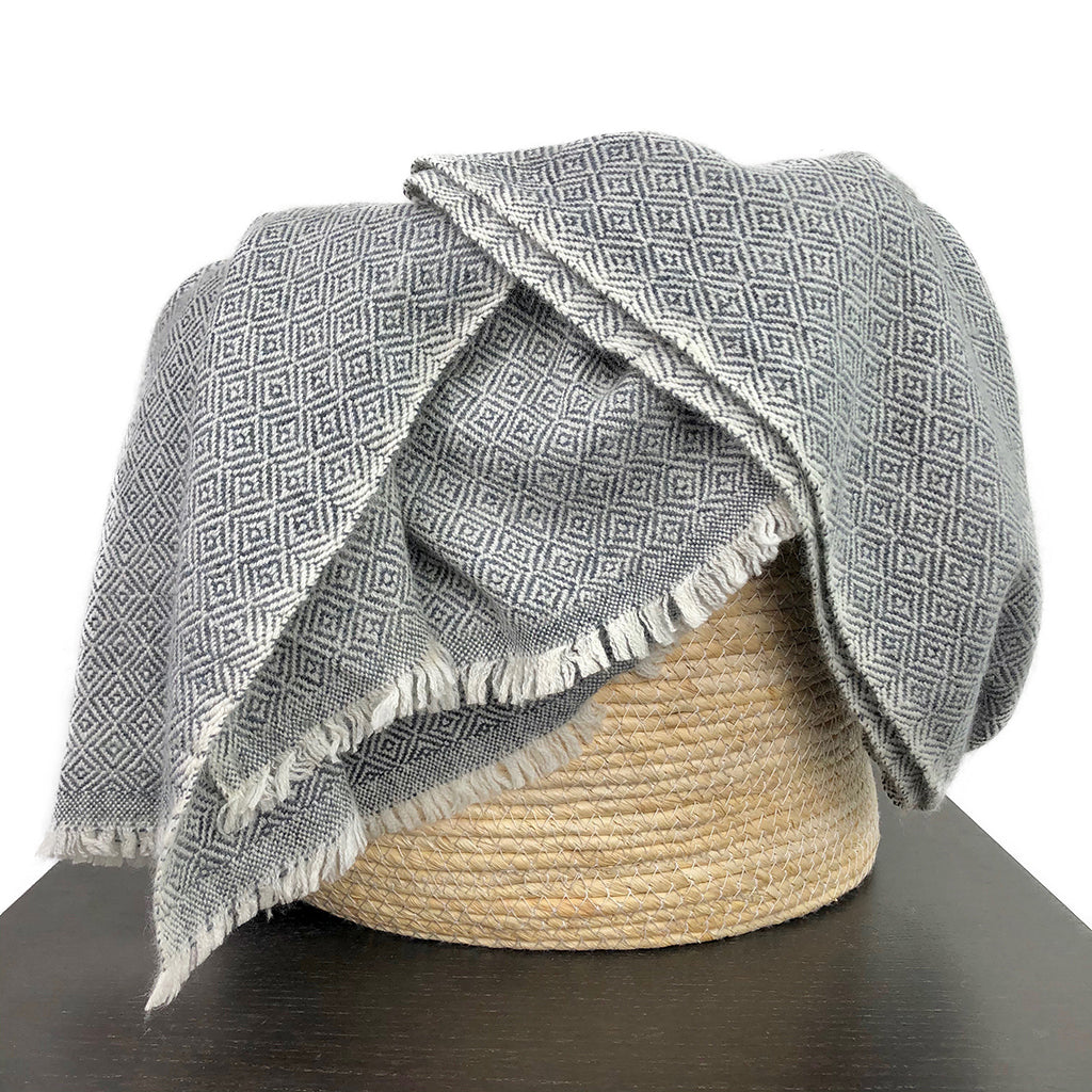 Shop Fair Trade Gray Herringbone Cashmere Scarf, Slate + Salt