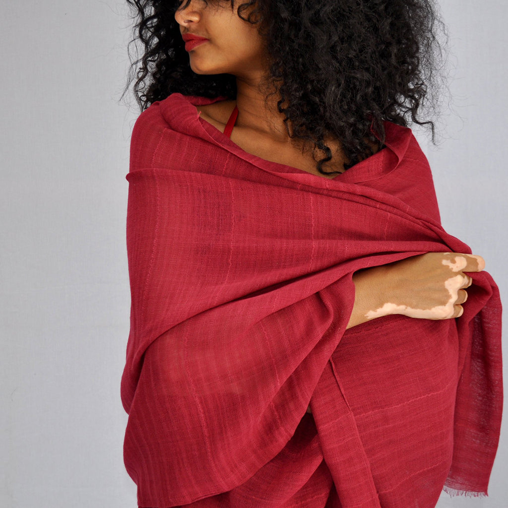 fair trade red scarf wrap