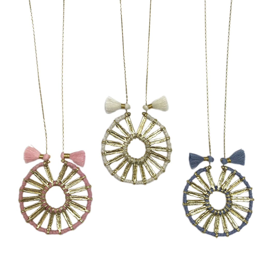Circle pendant tassel necklace