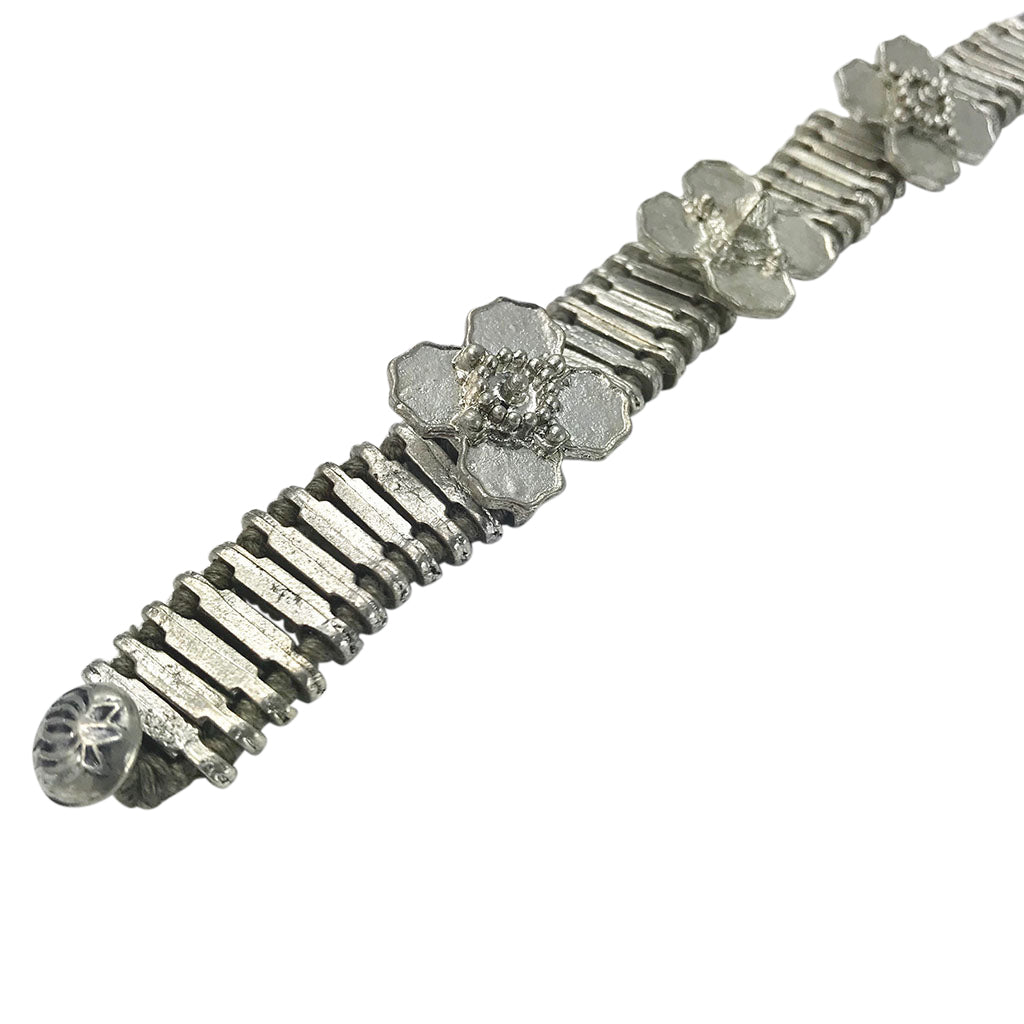 Silver flower chain cuff
