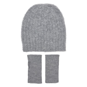 gray alpaca hat and gloves