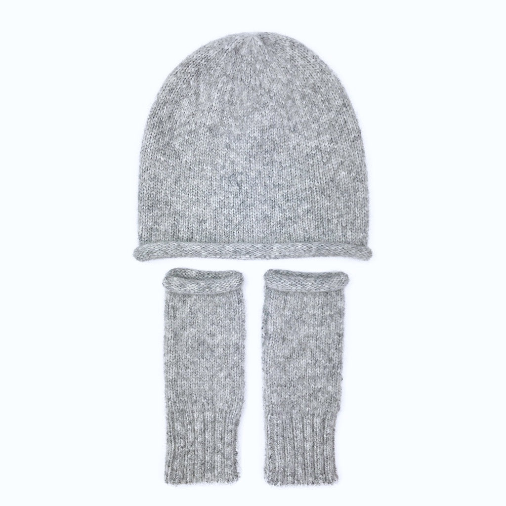gray alpaca hat gloves