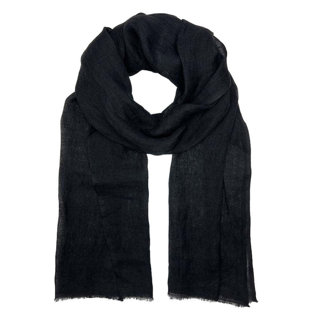hand woven black linen scarf