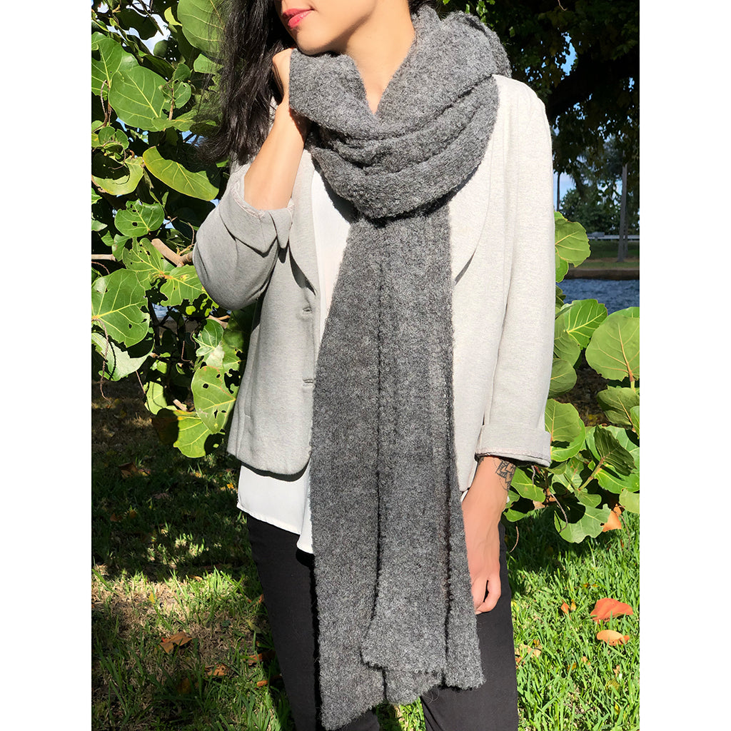 dark gray alpaca plush scarf