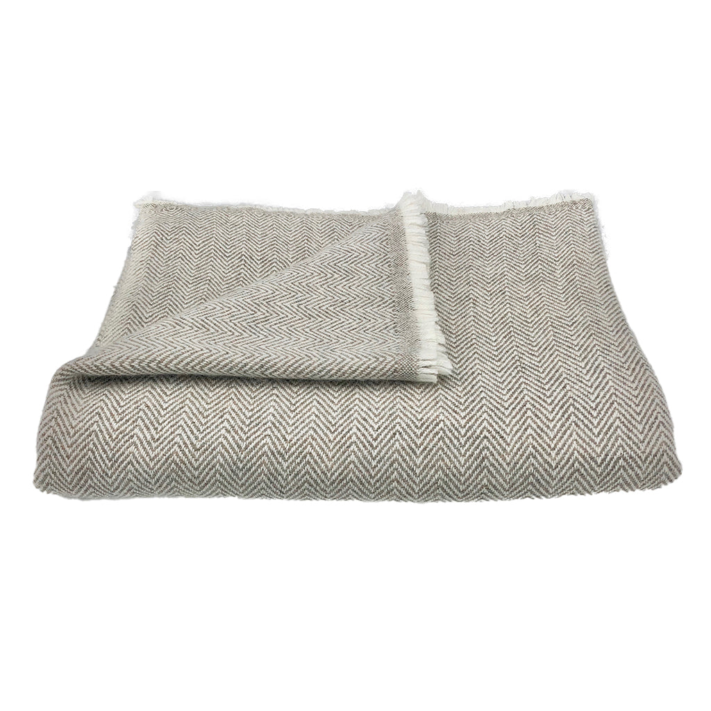 Espresso herringbone cashmere throw