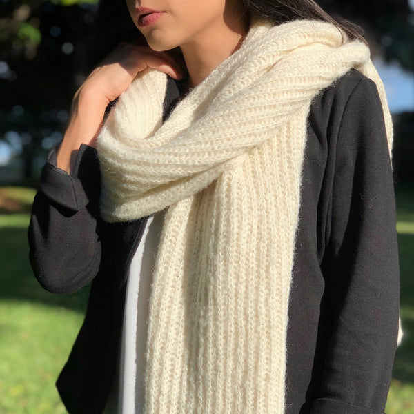 Black - Gray - White Alpaca Ribbed Scarf for Men Handmade with Peruvian  Alpaca Wool Cable Knit Denali - Inti Alpaca - Alpaca - Clothing