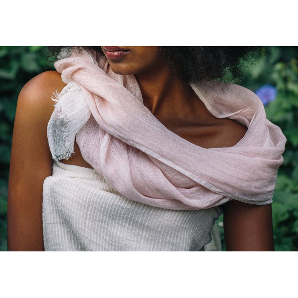 pink linen scarf