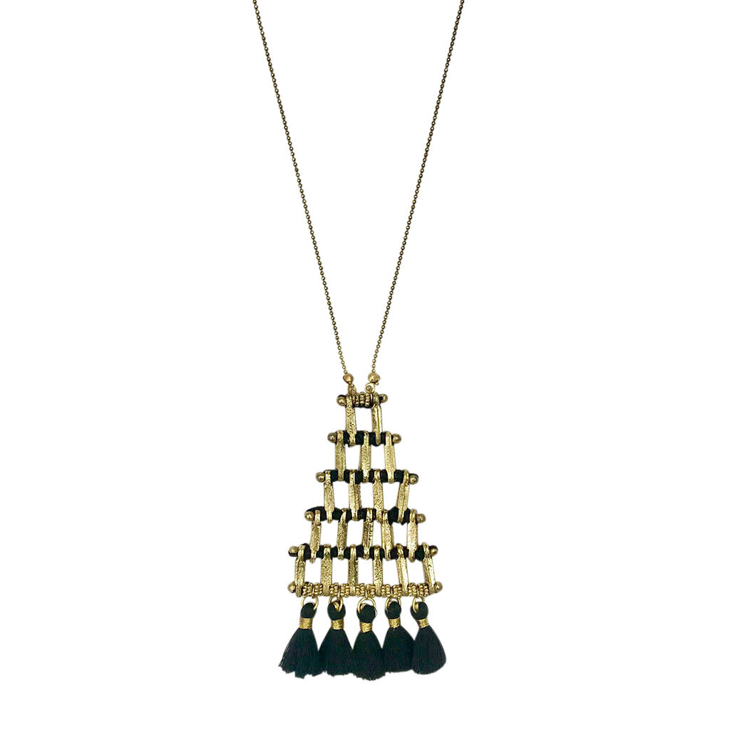 long gold pyramid necklace