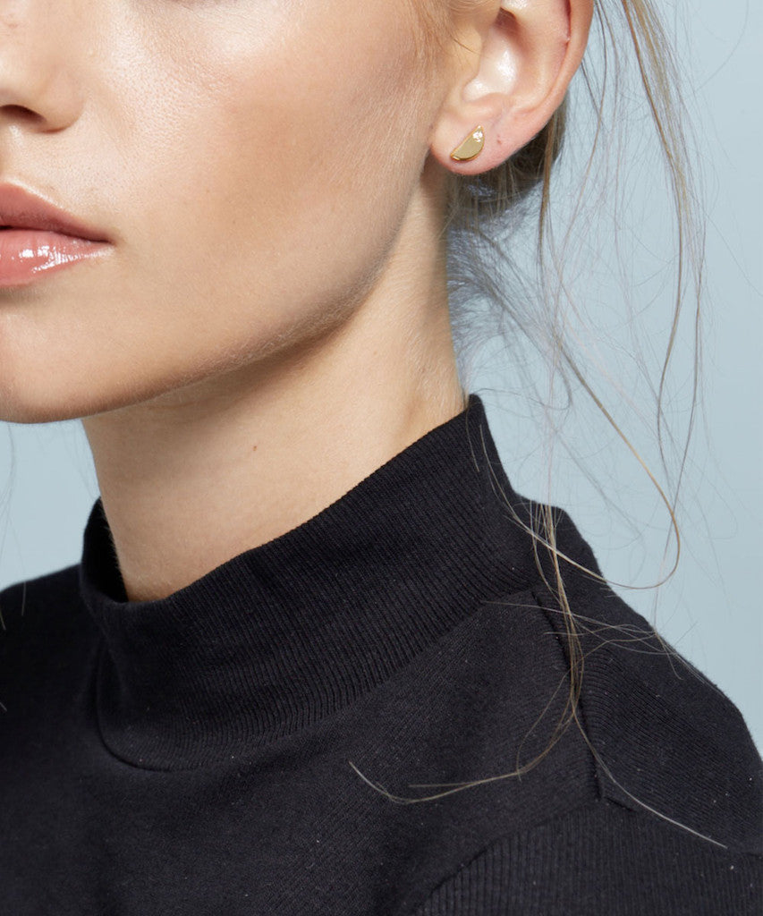 Half Moon Silver Stud Earrings