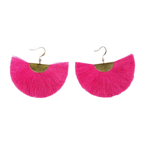 Hot pink tassel earrings