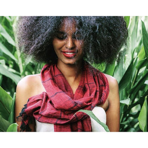 red organic  cotton scarf