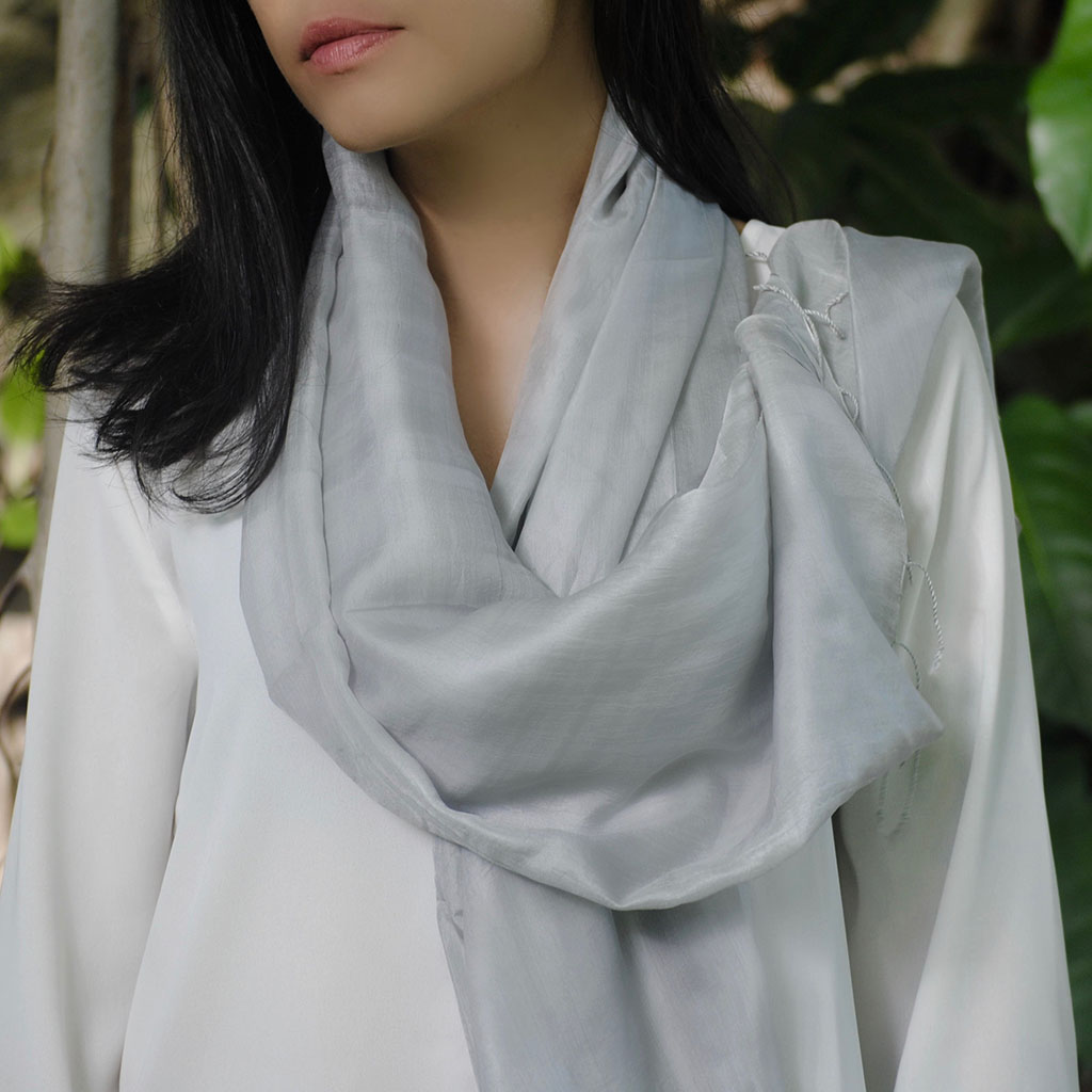 silver silk scarf