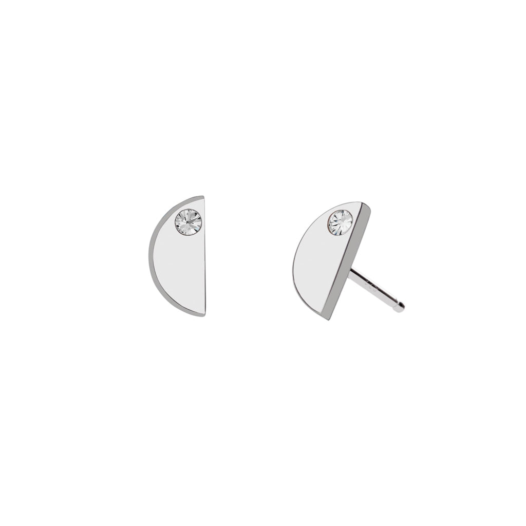 Half Moon Silver Stud Earrings