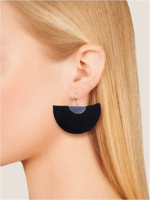 Black and silver fair trade fan earrings