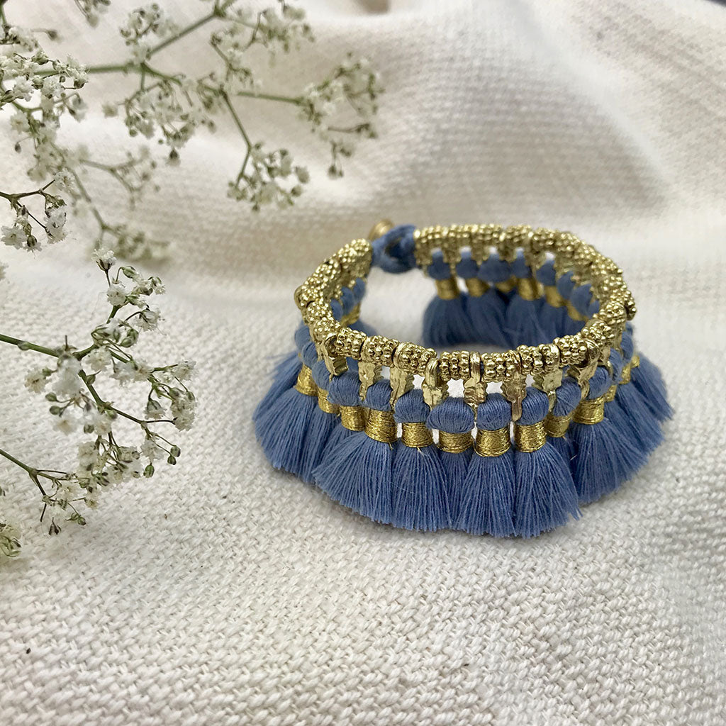 Blue tassel bracelet