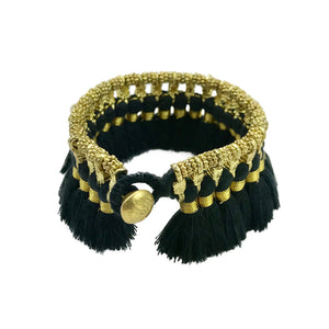 Black and Gold Indian Tassel Bracelet 