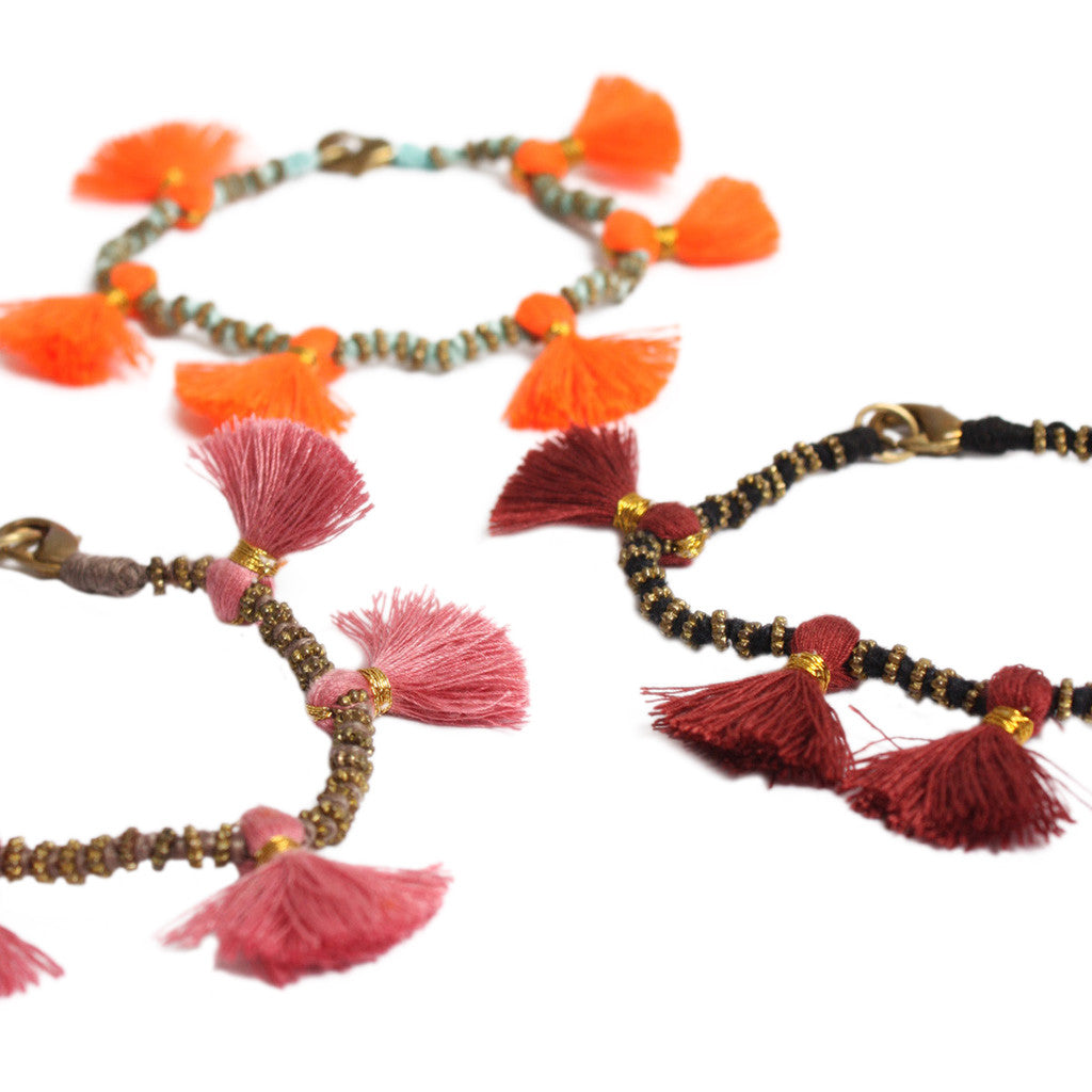 Black red tassel bracelet