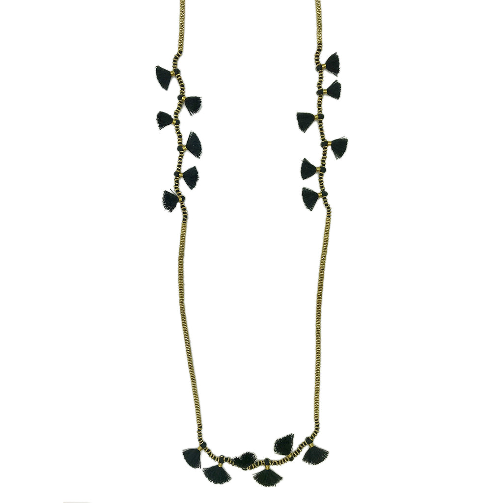 Long Black Tassel Necklace