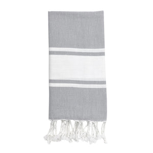 gray striped hand towel