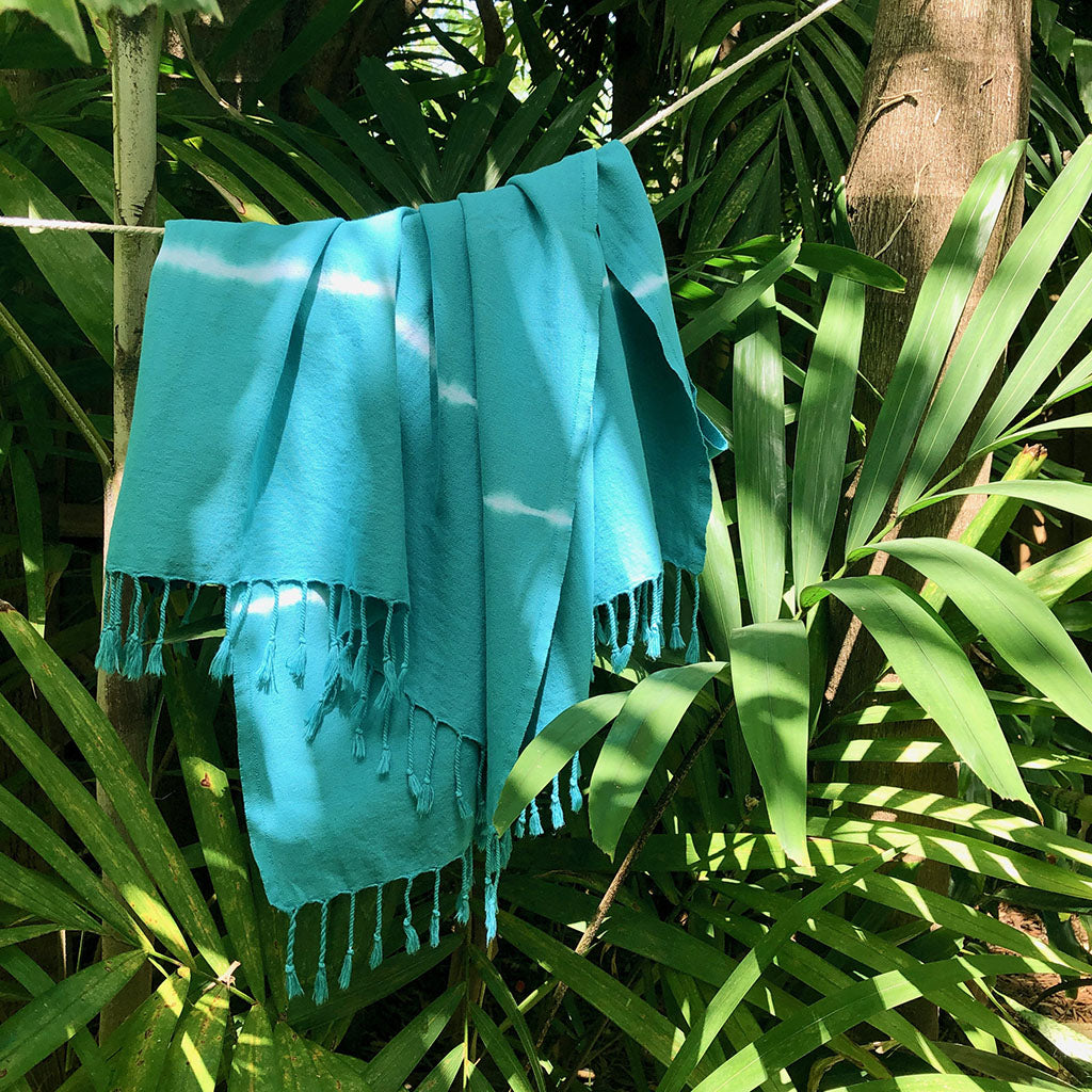 teal green tie dye towel