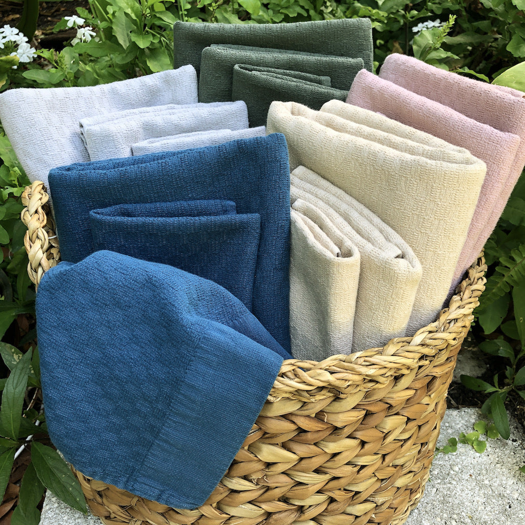 slate and salt turkish towels in basket