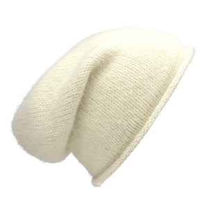 white alpaca beanie hat